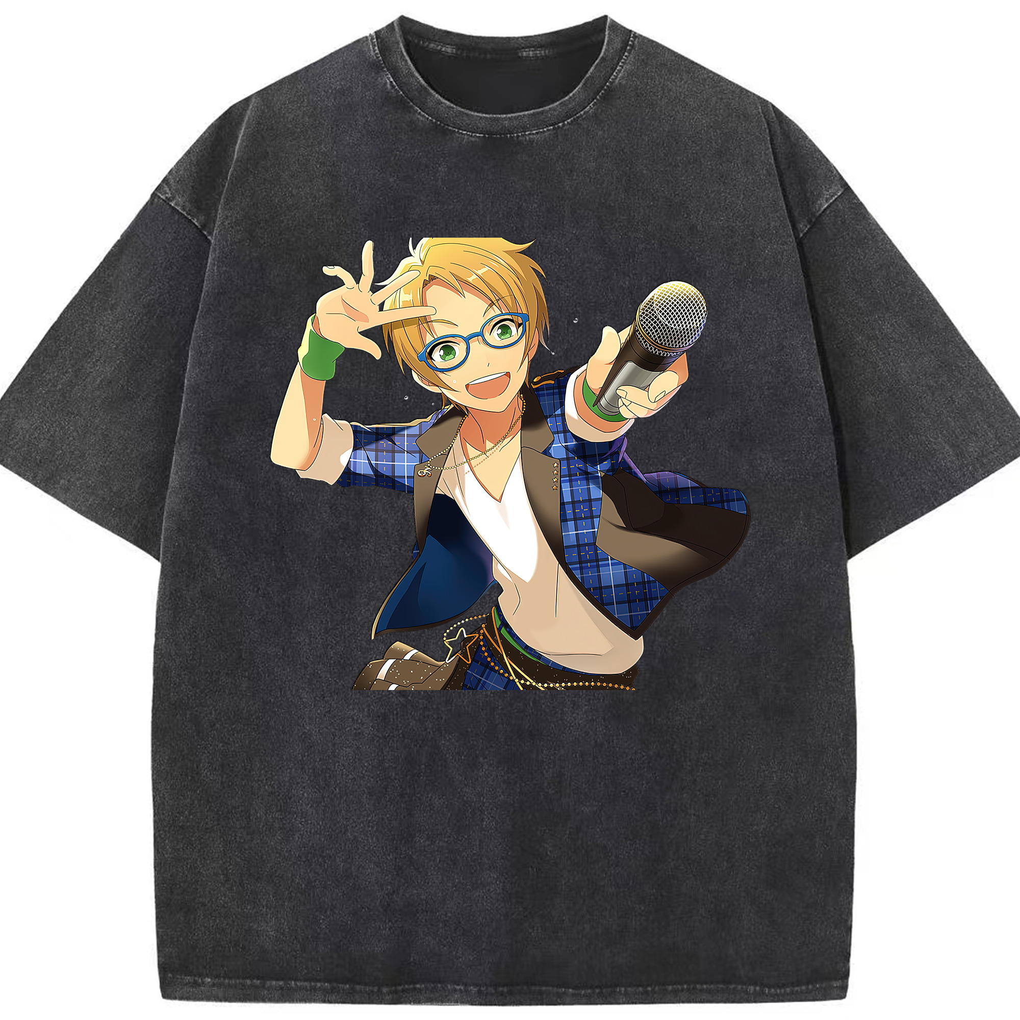 （画像用） あんさんぶるスターズ! Ensemble Stars 綿100% ヴィンテージ風 半袖Tシャツ（フロントプリント）