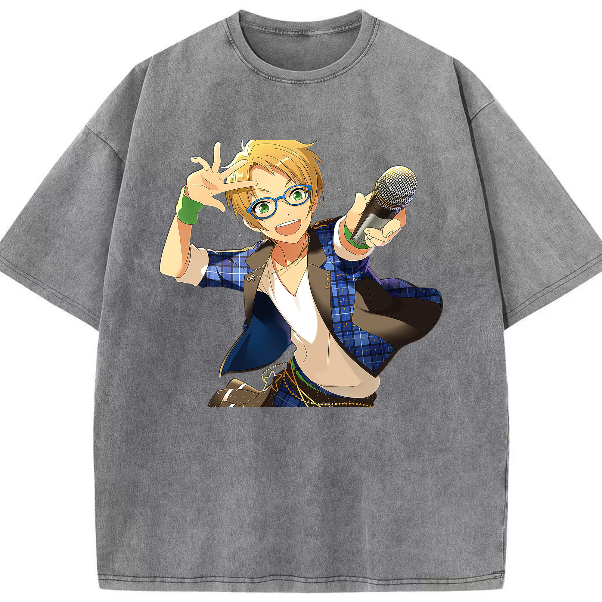 （画像用） あんさんぶるスターズ! Ensemble Stars 綿100% ヴィンテージ風 半袖Tシャツ（フロントプリント）