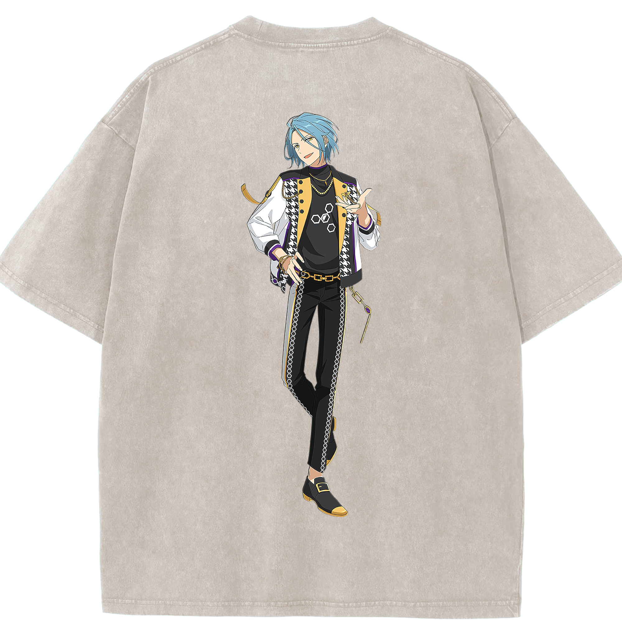 （画像用） あんさんぶるスターズ! Ensemble Stars 綿100% ヴィンテージ風 半袖Tシャツ（背面プリント）