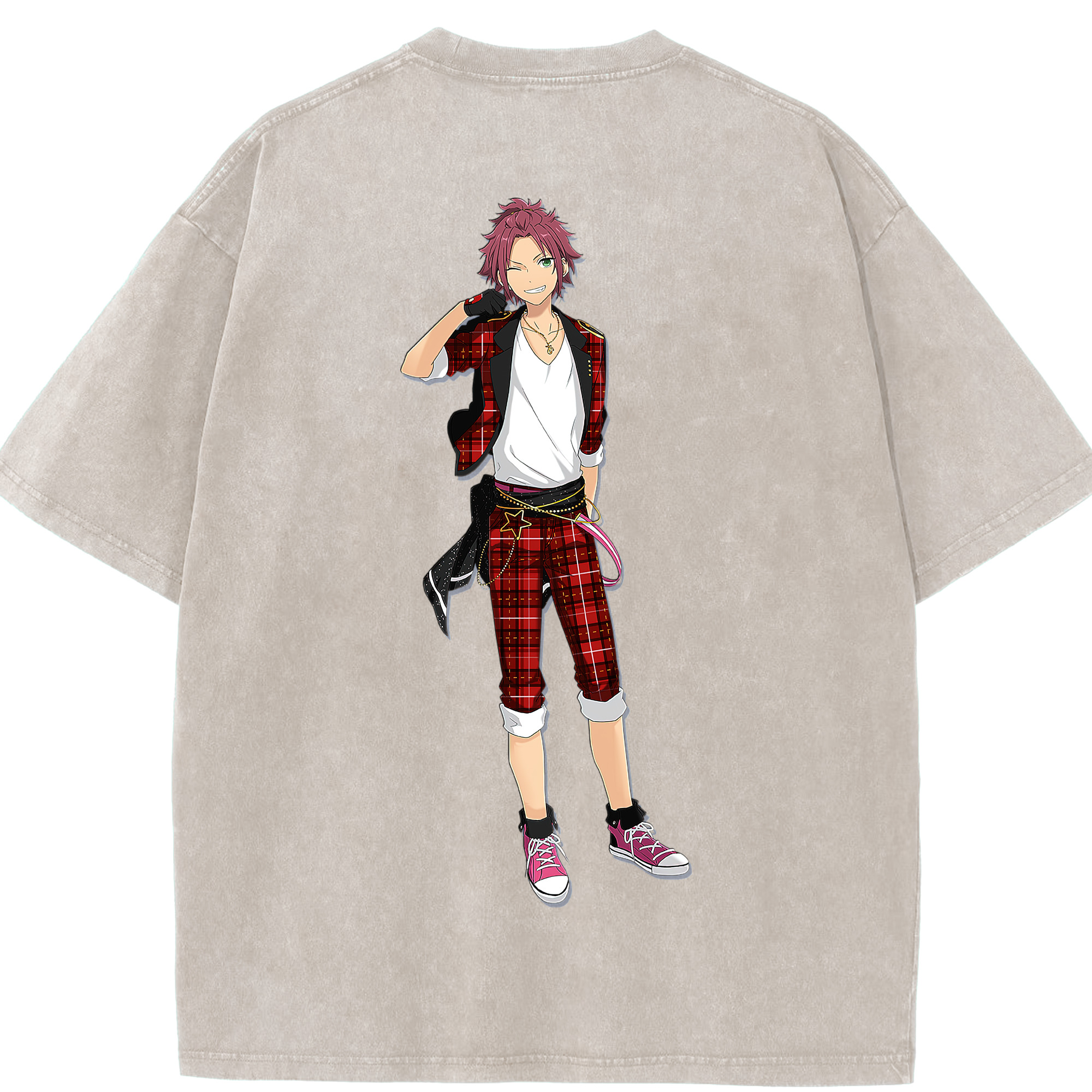 （画像用） あんさんぶるスターズ! Ensemble Stars 綿100% ヴィンテージ風 半袖Tシャツ（背面プリント）