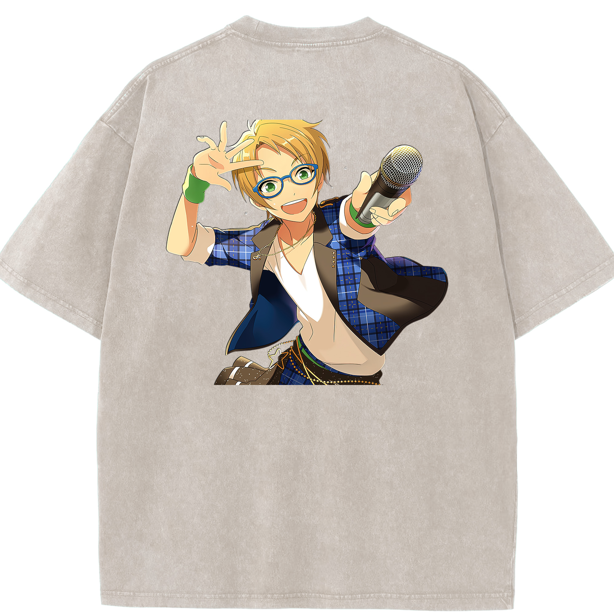 （画像用） あんさんぶるスターズ! Ensemble Stars 綿100% ヴィンテージ風 半袖Tシャツ（背面プリント）
