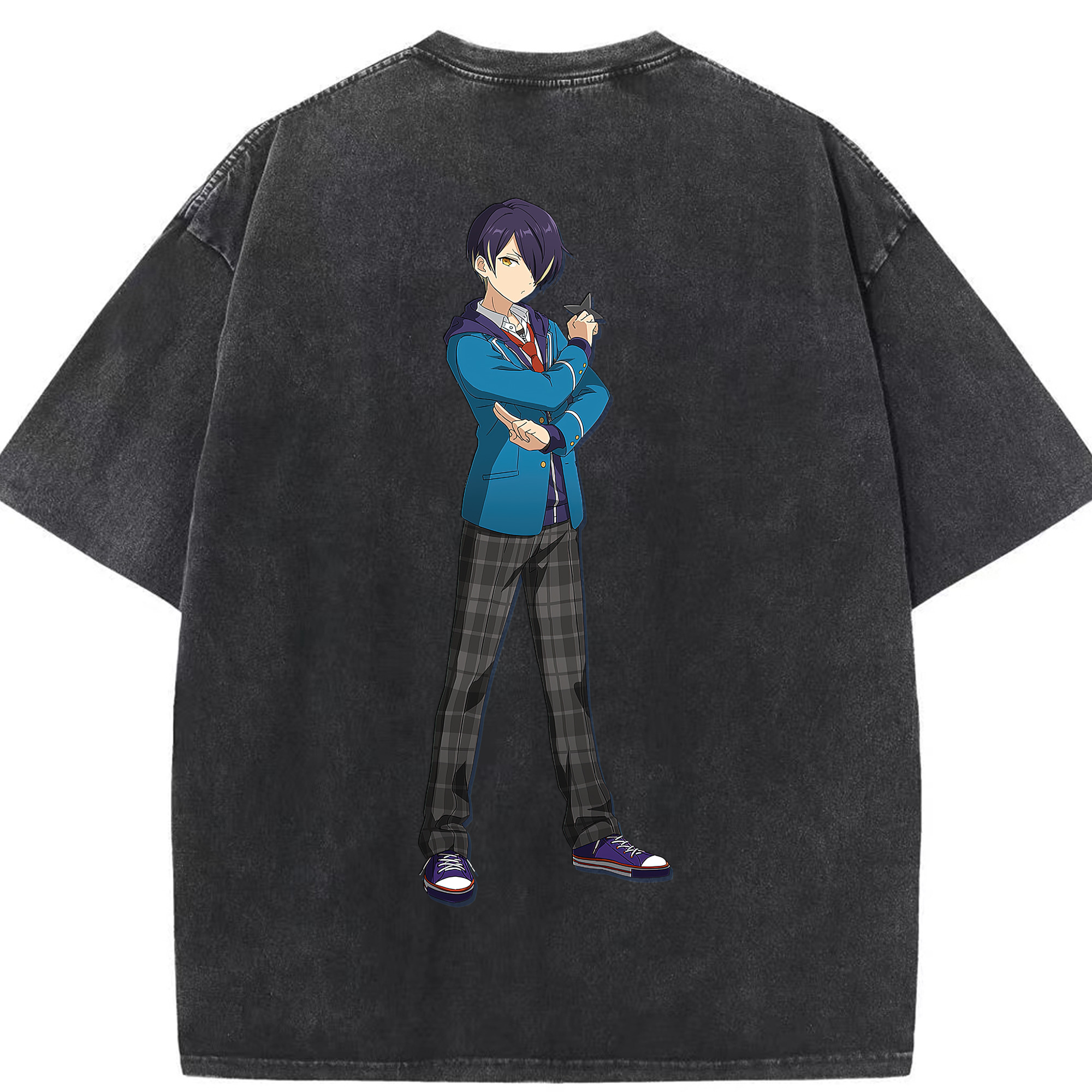 （画像用） あんさんぶるスターズ! Ensemble Stars 綿100% ヴィンテージ風 半袖Tシャツ（背面プリント）