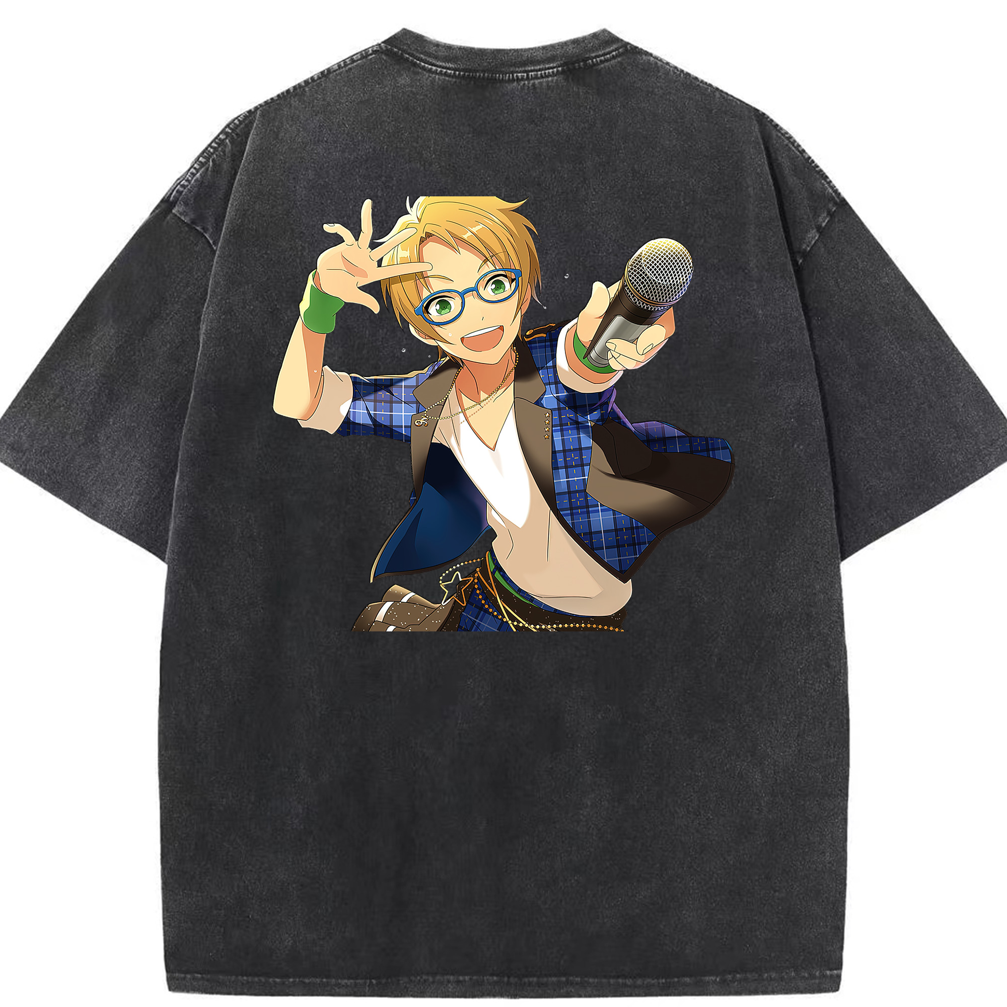 （画像用） あんさんぶるスターズ! Ensemble Stars 綿100% ヴィンテージ風 半袖Tシャツ（背面プリント）