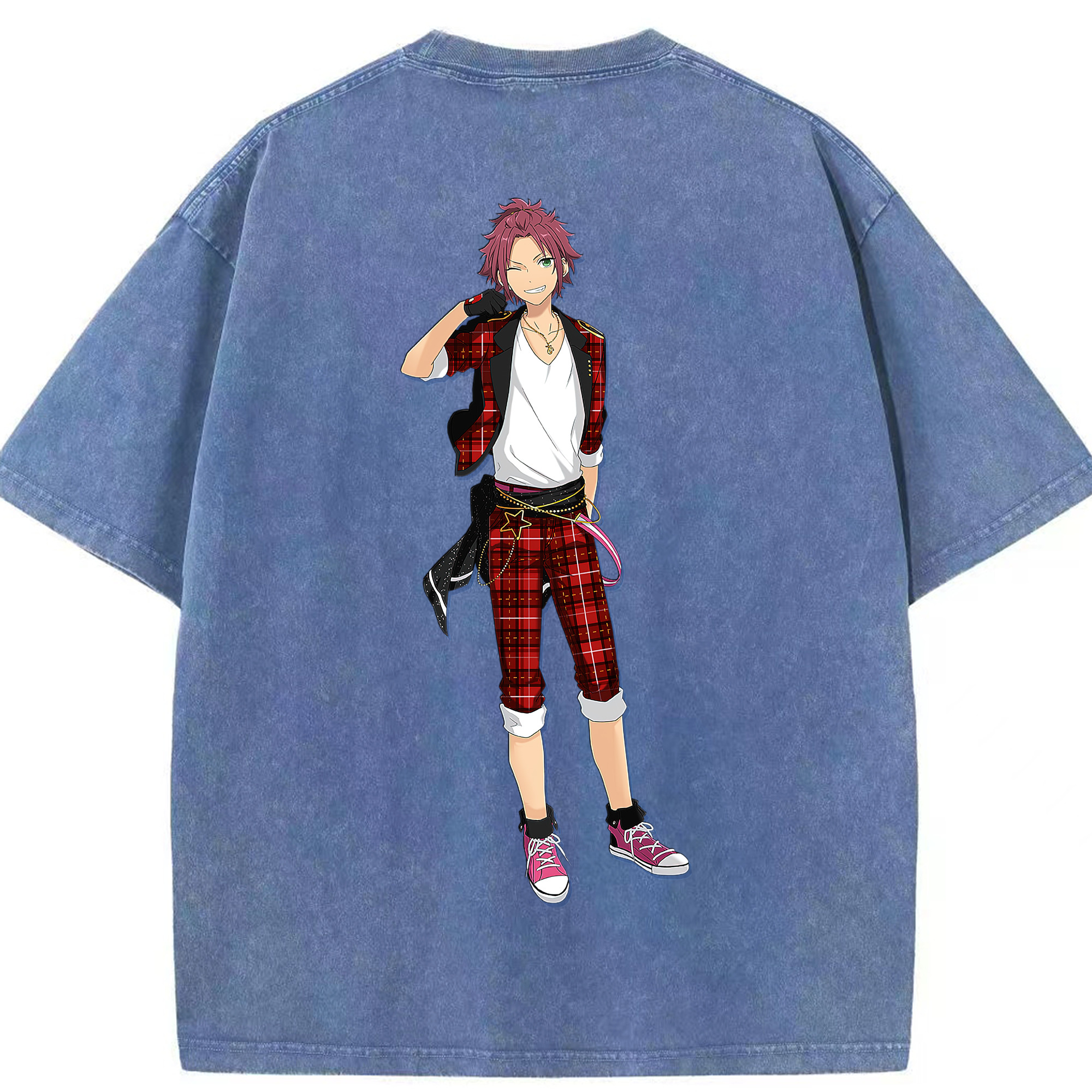 （画像用） あんさんぶるスターズ! Ensemble Stars 綿100% ヴィンテージ風 半袖Tシャツ（背面プリント）