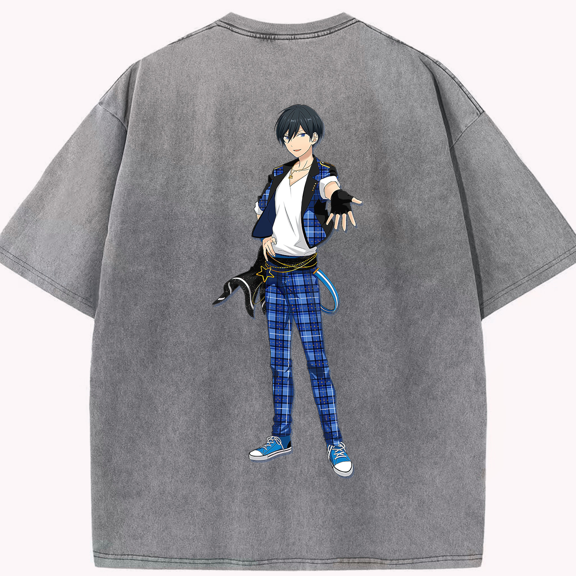 （画像用） あんさんぶるスターズ! Ensemble Stars 綿100% ヴィンテージ風 半袖Tシャツ（背面プリント）