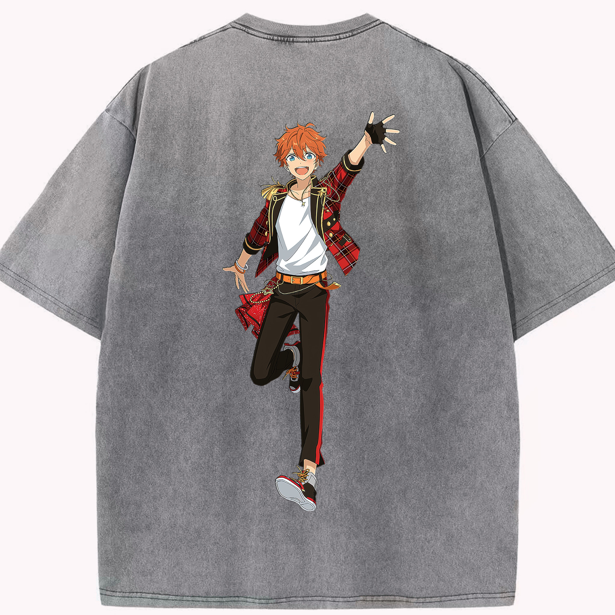（画像用） あんさんぶるスターズ! Ensemble Stars 綿100% ヴィンテージ風 半袖Tシャツ（背面プリント）