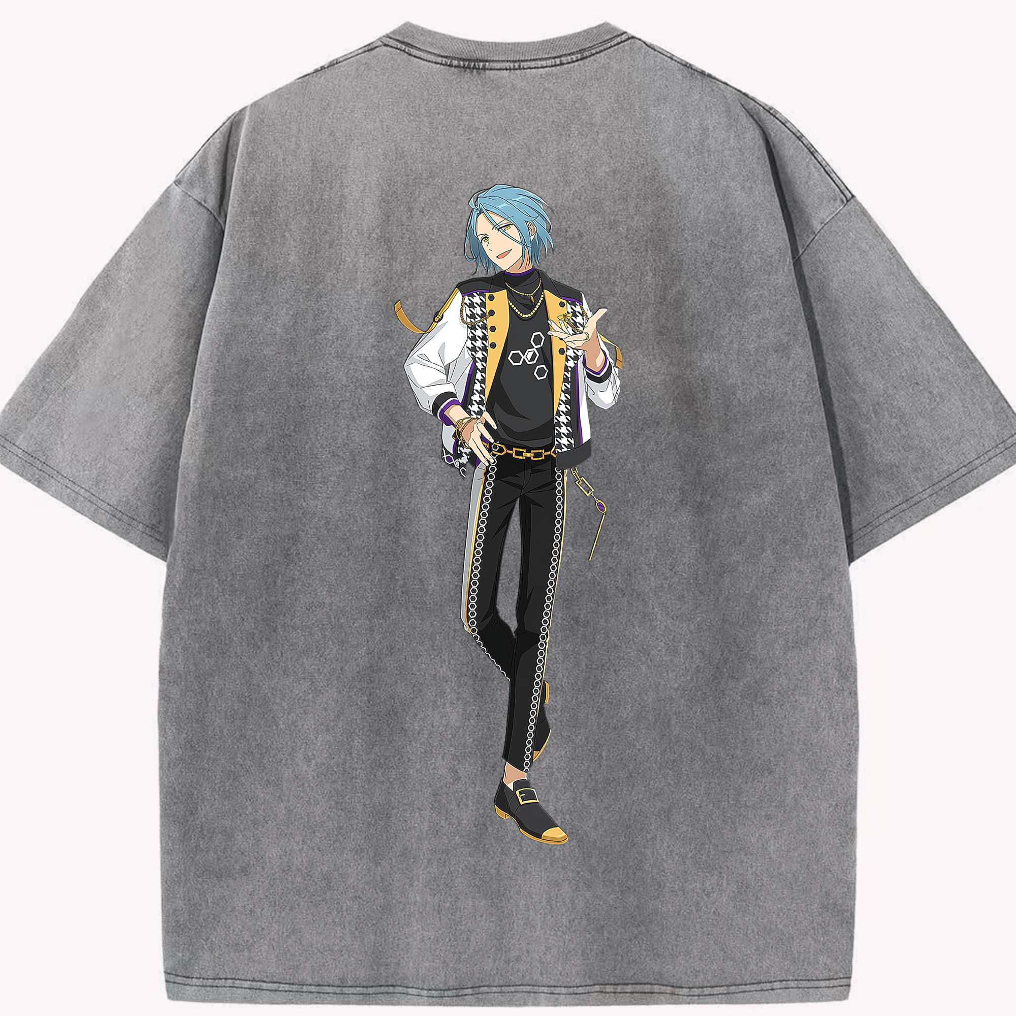 （画像用） あんさんぶるスターズ! Ensemble Stars 綿100% ヴィンテージ風 半袖Tシャツ（背面プリント）