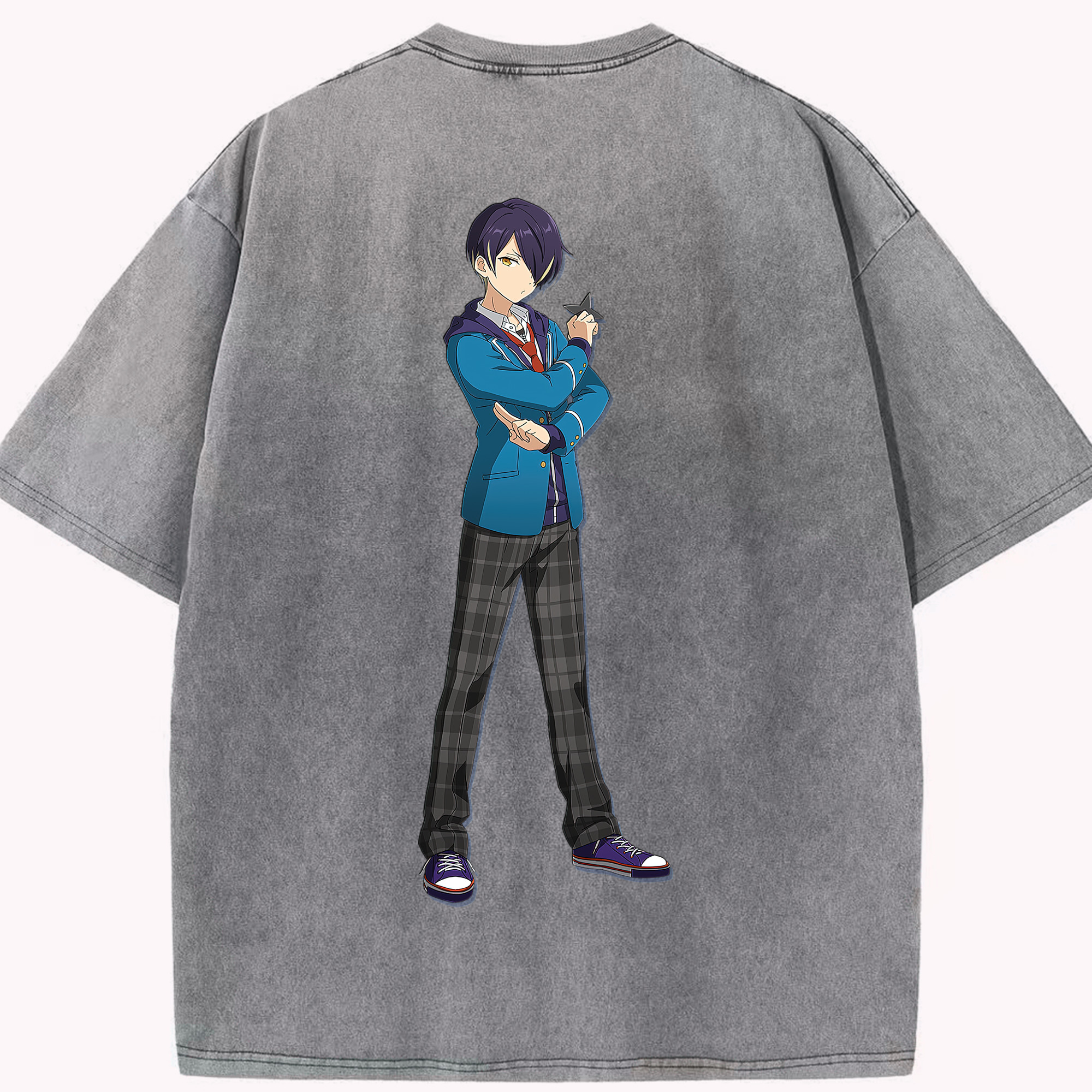 （画像用） あんさんぶるスターズ! Ensemble Stars 綿100% ヴィンテージ風 半袖Tシャツ（背面プリント）