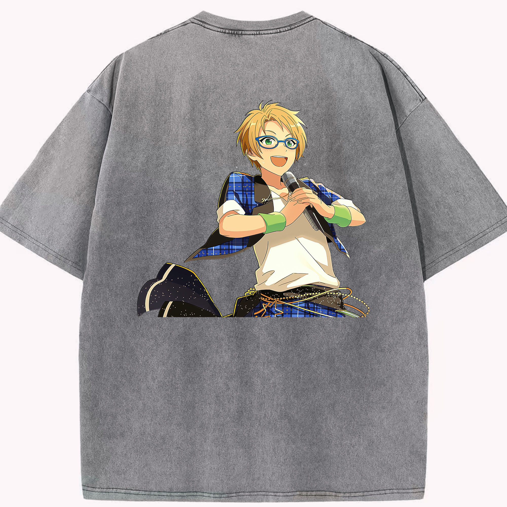 （画像用） あんさんぶるスターズ! Ensemble Stars 綿100% ヴィンテージ風 半袖Tシャツ（背面プリント）