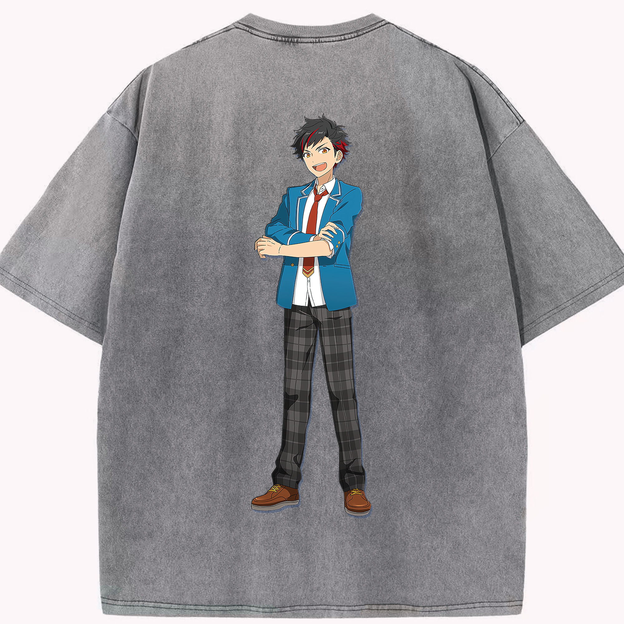 （画像用） あんさんぶるスターズ! Ensemble Stars 綿100% ヴィンテージ風 半袖Tシャツ（背面プリント）