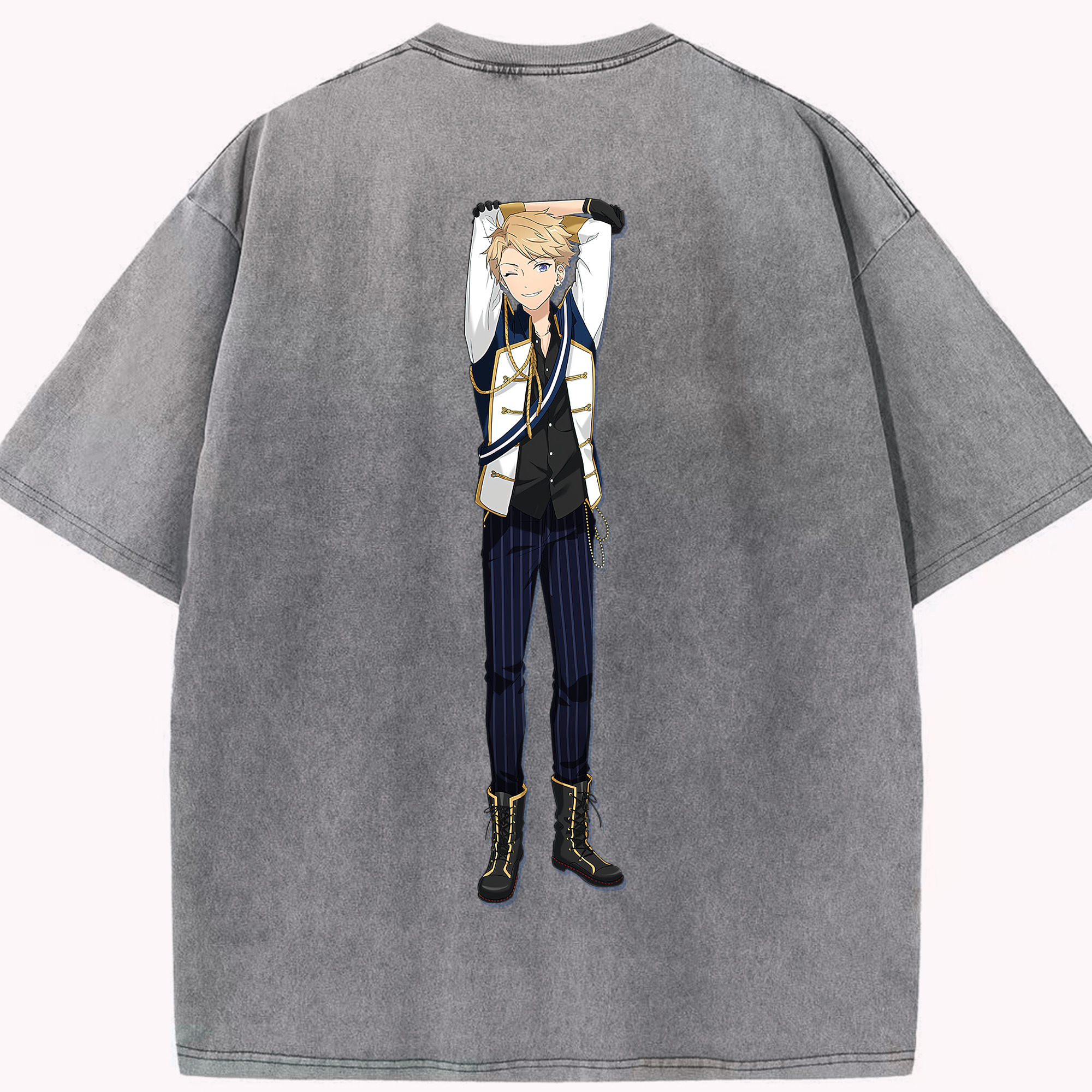 （画像用） あんさんぶるスターズ! Ensemble Stars 綿100% ヴィンテージ風 半袖Tシャツ（背面プリント）
