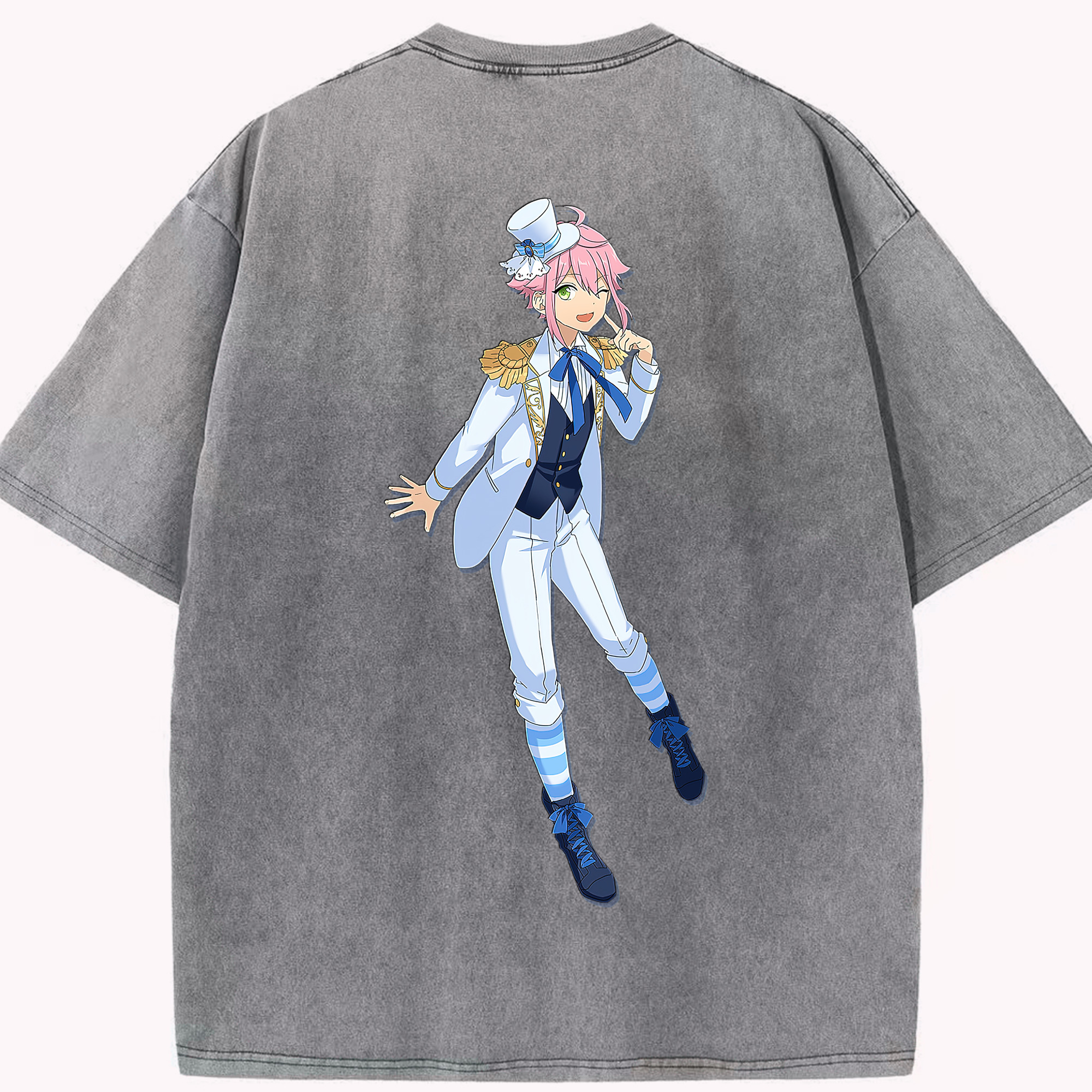 （画像用） あんさんぶるスターズ! Ensemble Stars 綿100% ヴィンテージ風 半袖Tシャツ（背面プリント）