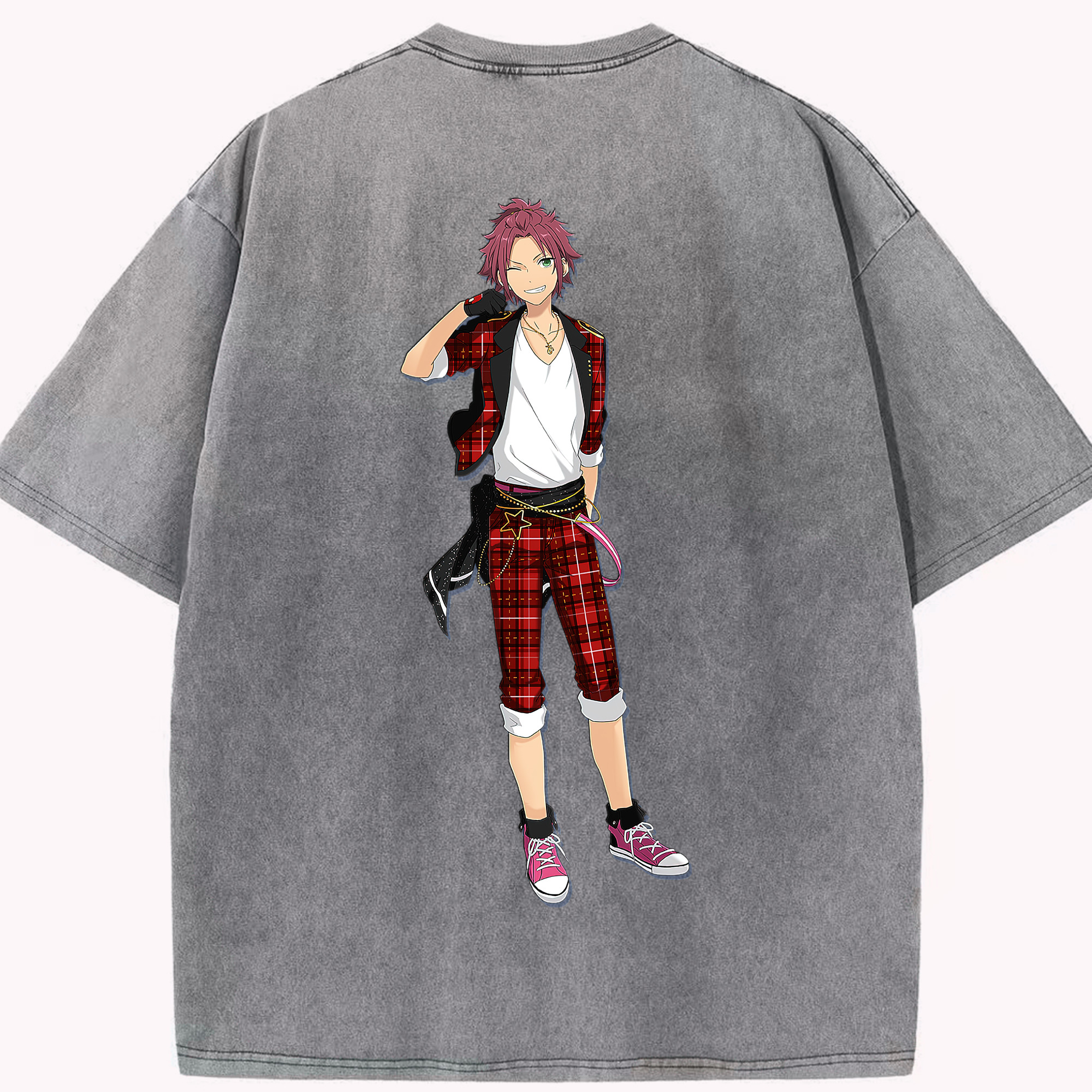 （画像用） あんさんぶるスターズ! Ensemble Stars 綿100% ヴィンテージ風 半袖Tシャツ（背面プリント）