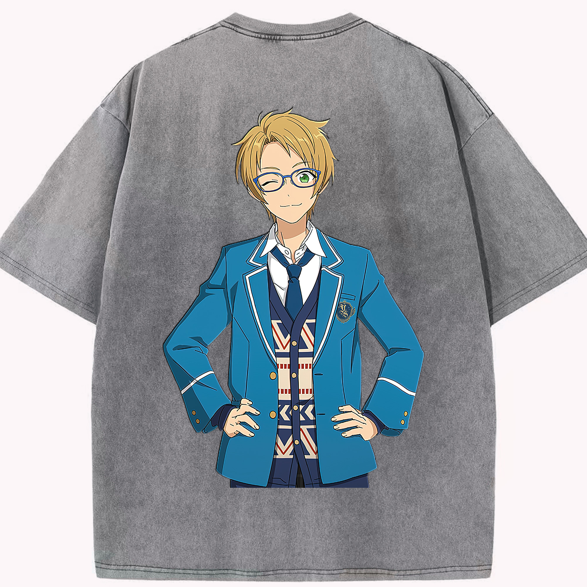 （画像用） あんさんぶるスターズ! Ensemble Stars 綿100% ヴィンテージ風 半袖Tシャツ（背面プリント）