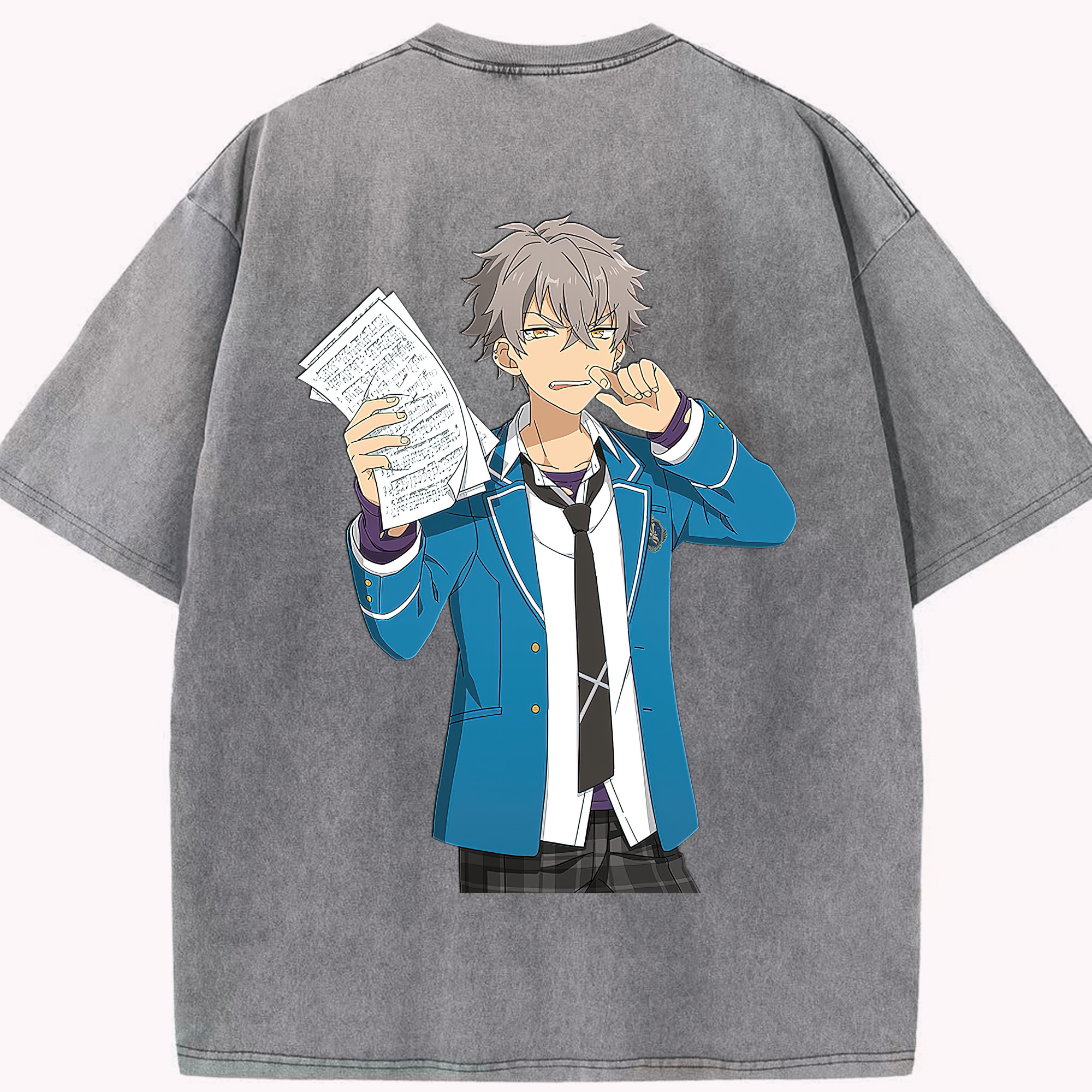 （画像用） あんさんぶるスターズ! Ensemble Stars 綿100% ヴィンテージ風 半袖Tシャツ（背面プリント）