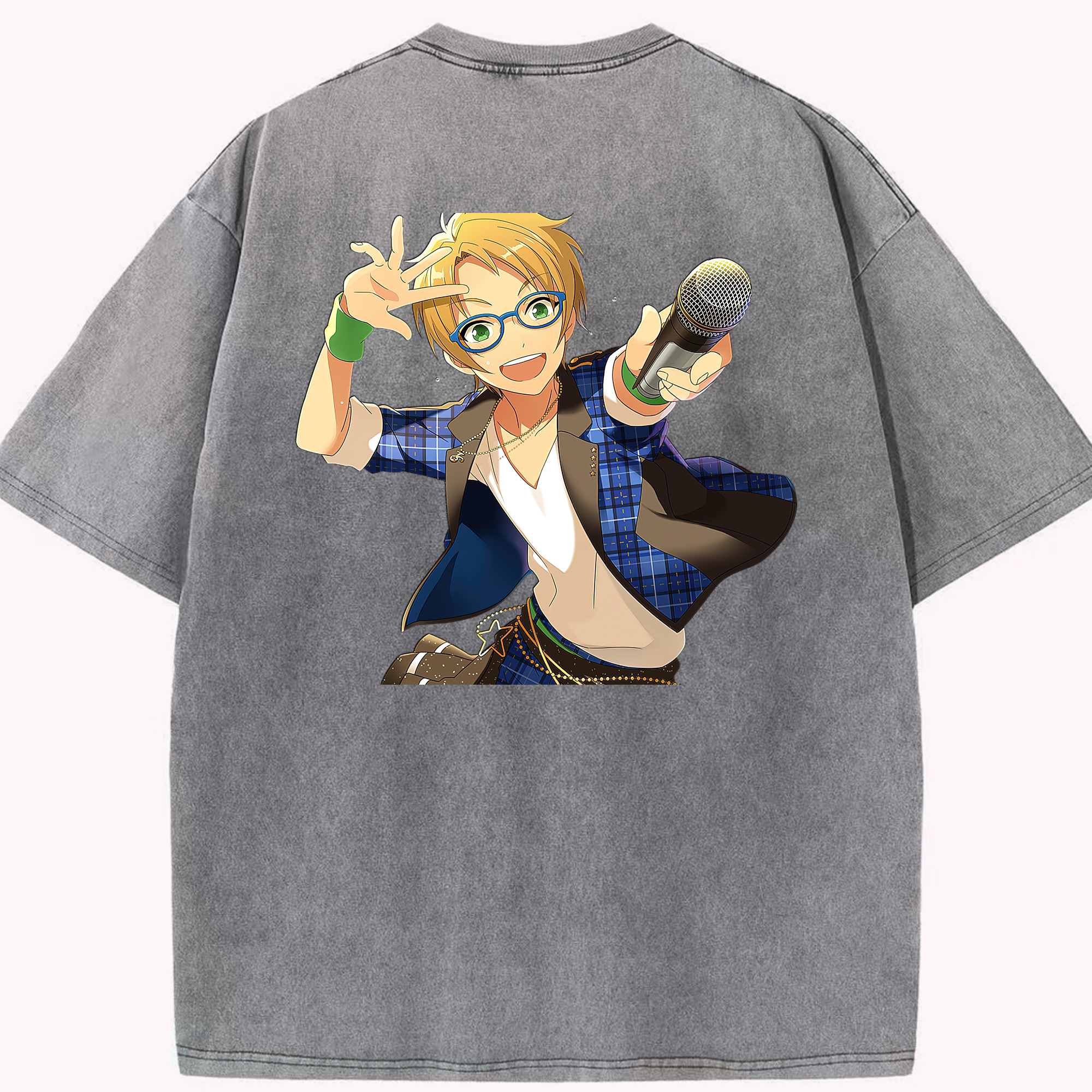 （画像用） あんさんぶるスターズ! Ensemble Stars 綿100% ヴィンテージ風 半袖Tシャツ（背面プリント）
