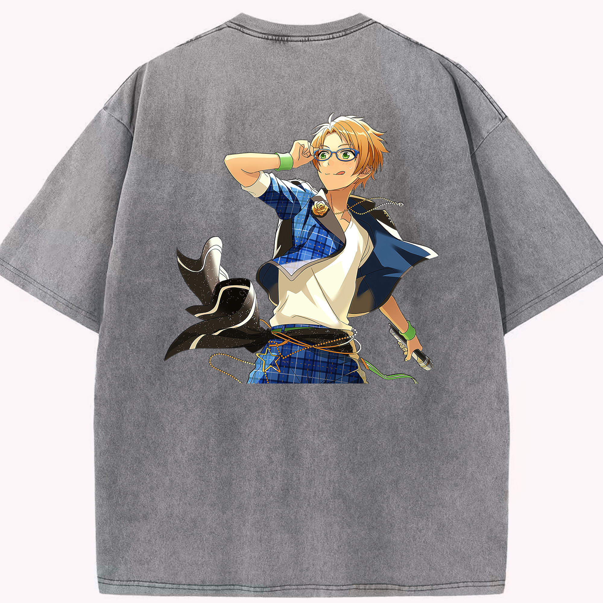 （画像用） あんさんぶるスターズ! Ensemble Stars 綿100% ヴィンテージ風 半袖Tシャツ（背面プリント）