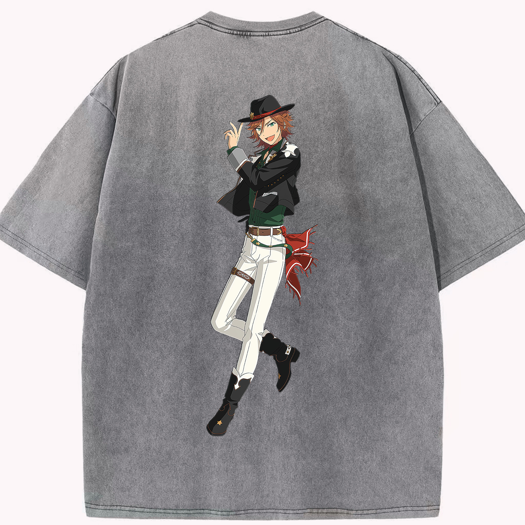 （画像用） あんさんぶるスターズ! Ensemble Stars 綿100% ヴィンテージ風 半袖Tシャツ（背面プリント）