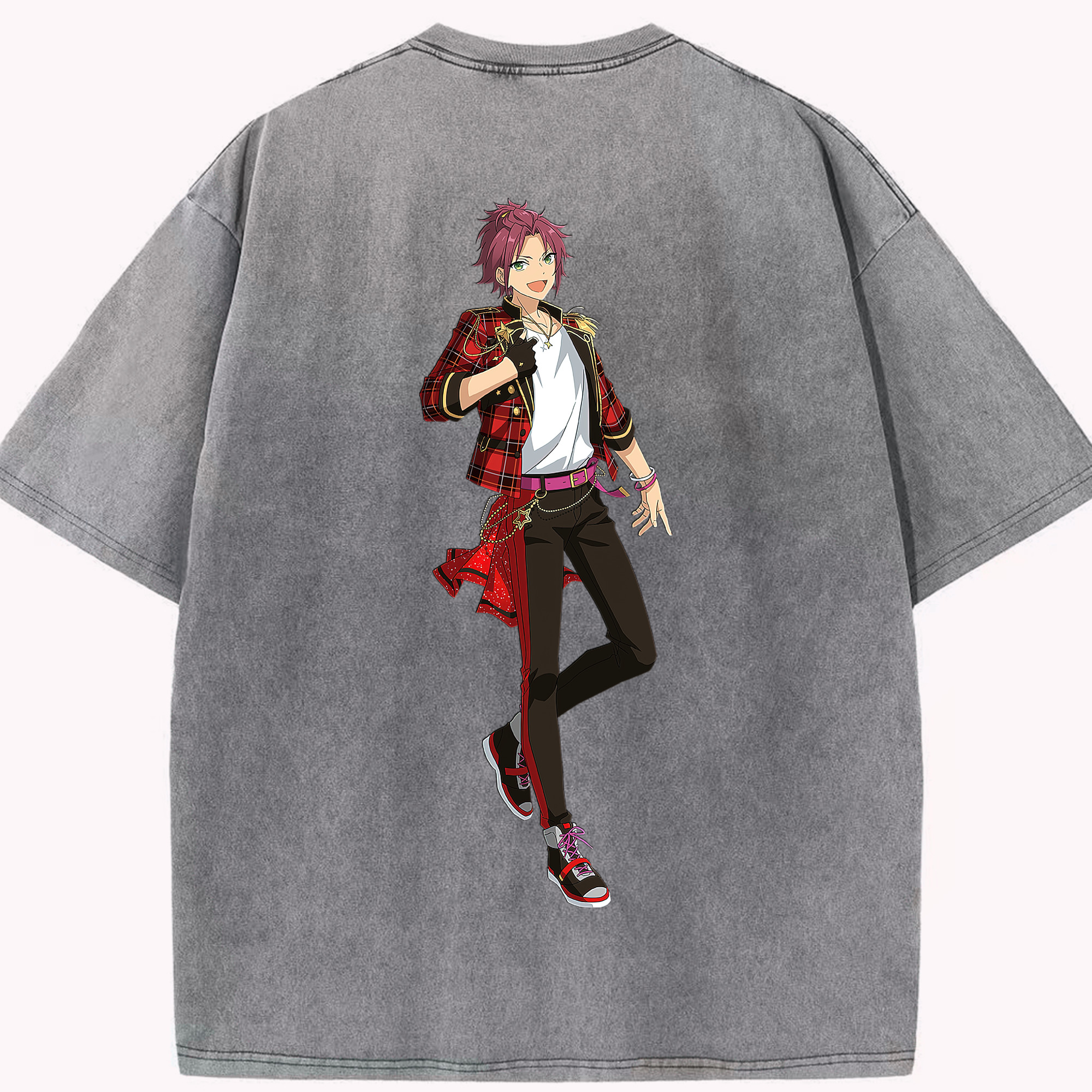 （画像用） あんさんぶるスターズ! Ensemble Stars 綿100% ヴィンテージ風 半袖Tシャツ（背面プリント）