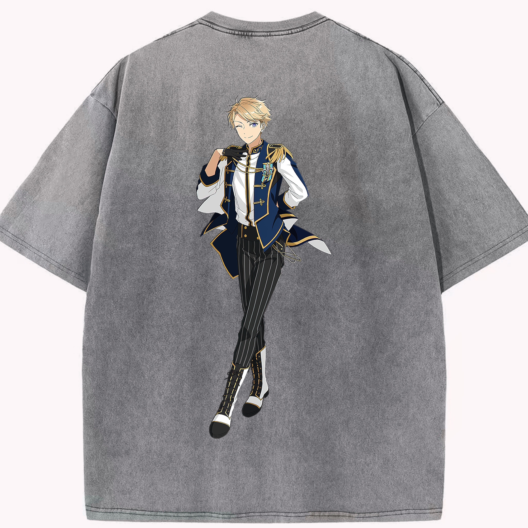 （画像用） あんさんぶるスターズ! Ensemble Stars 綿100% ヴィンテージ風 半袖Tシャツ（背面プリント）