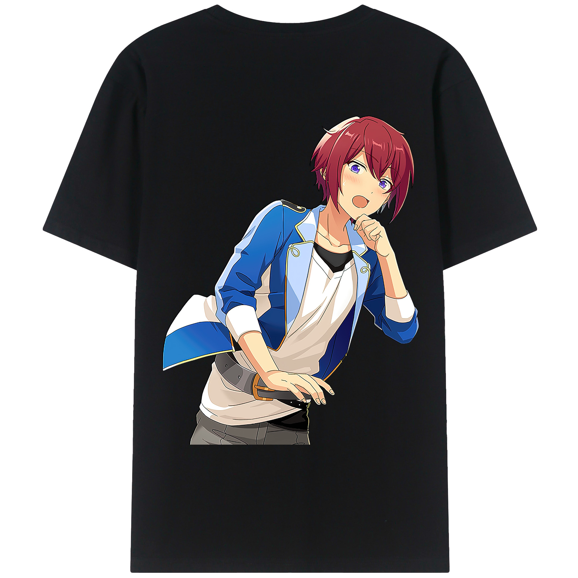 （画像用） あんさんぶるスターズ! Ensemble Stars 綿100％ メンズ半袖Tシャツ（バックプリント） 通気性