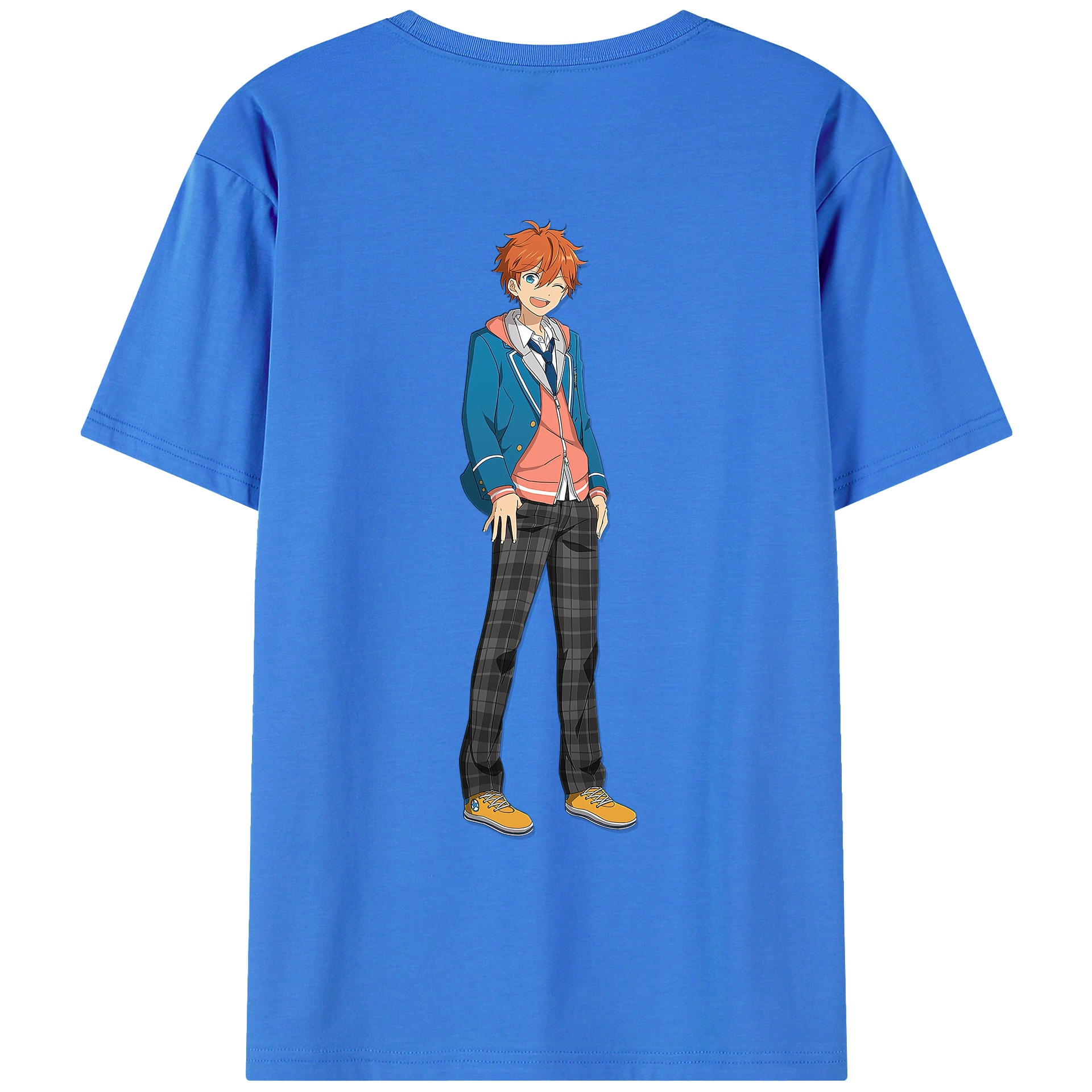 （画像用） あんさんぶるスターズ! Ensemble Stars 綿100％ メンズ半袖Tシャツ（バックプリント） 通気性