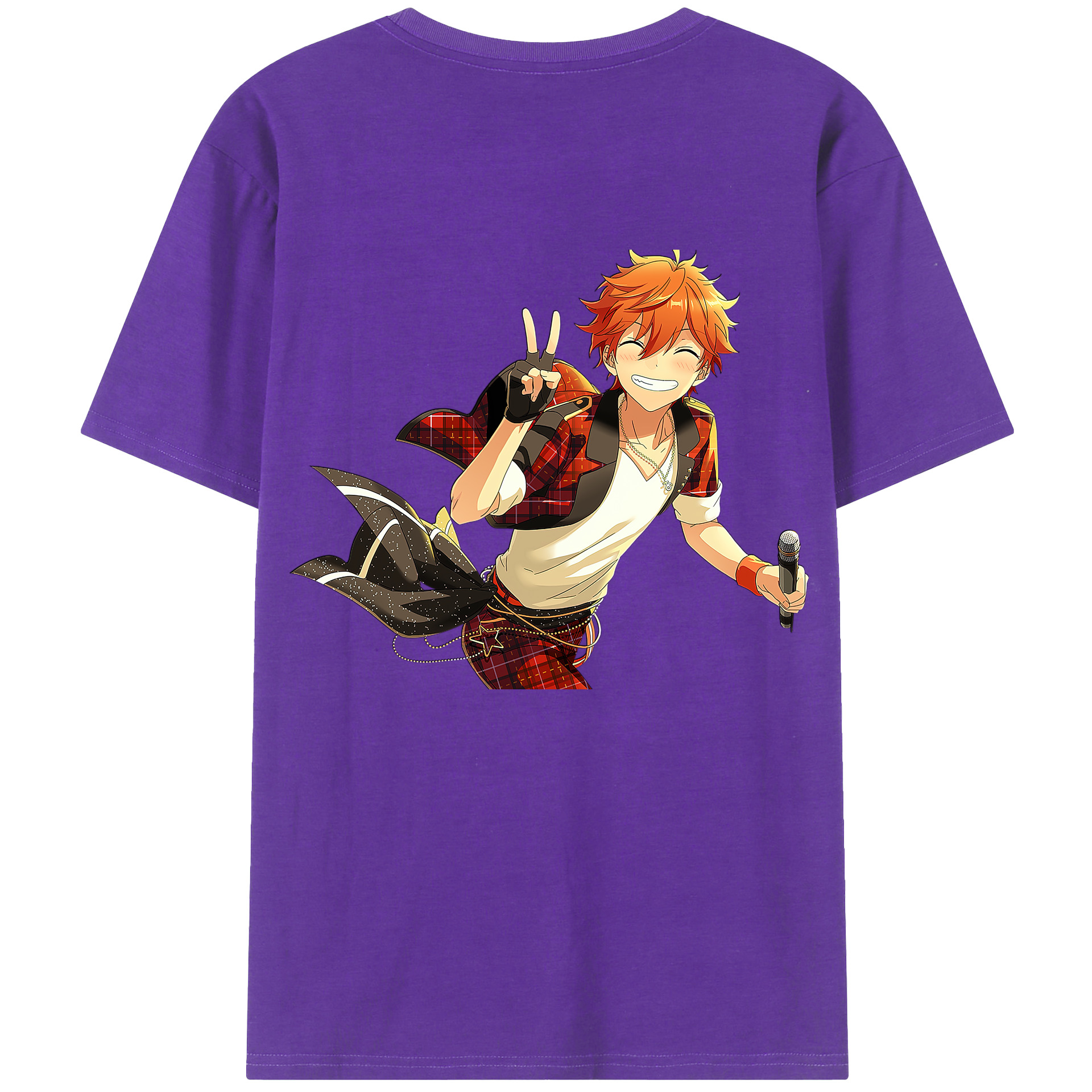 （画像用） あんさんぶるスターズ! Ensemble Stars 綿100％ メンズ半袖Tシャツ（バックプリント） 通気性