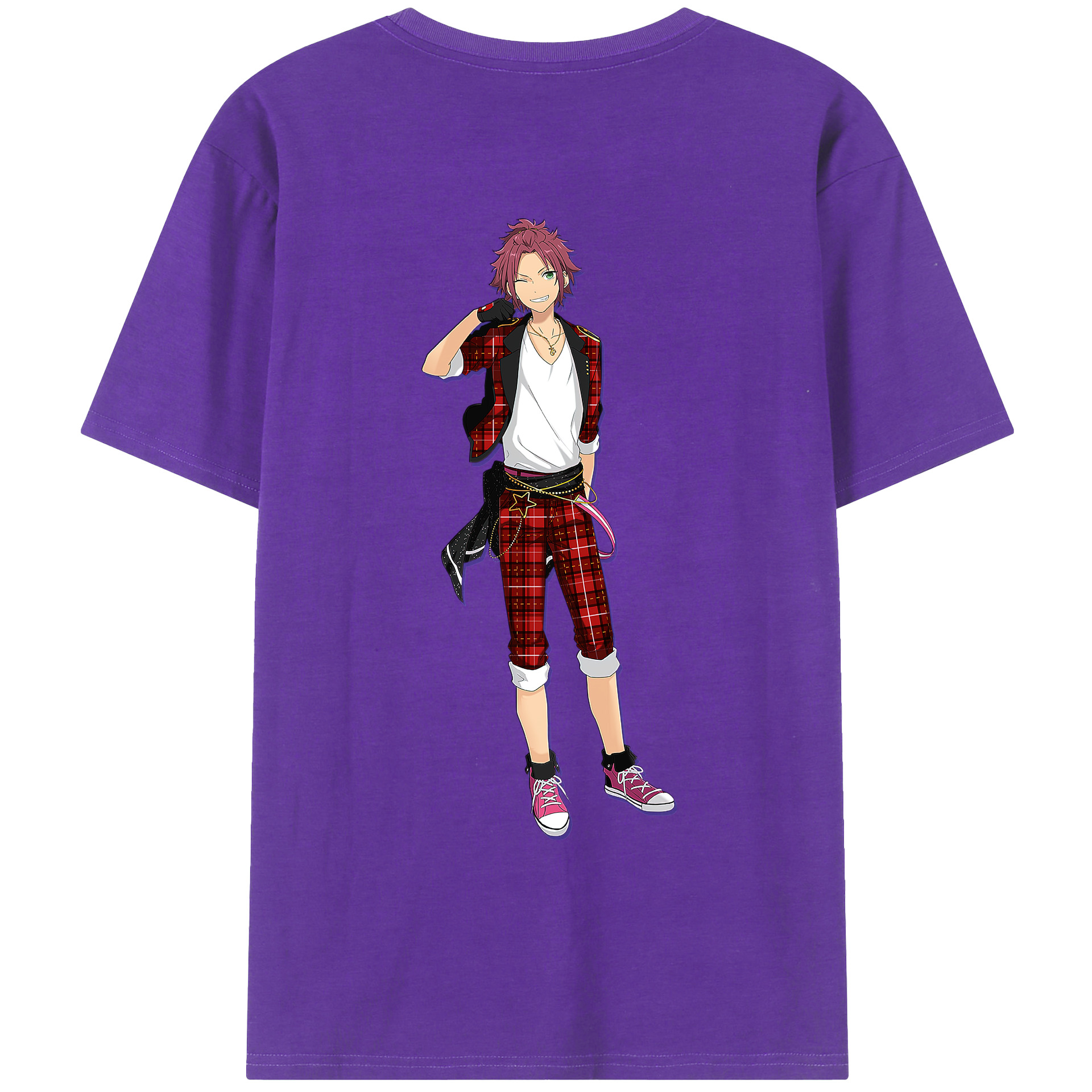 （画像用） あんさんぶるスターズ! Ensemble Stars 綿100％ メンズ半袖Tシャツ（バックプリント） 通気性