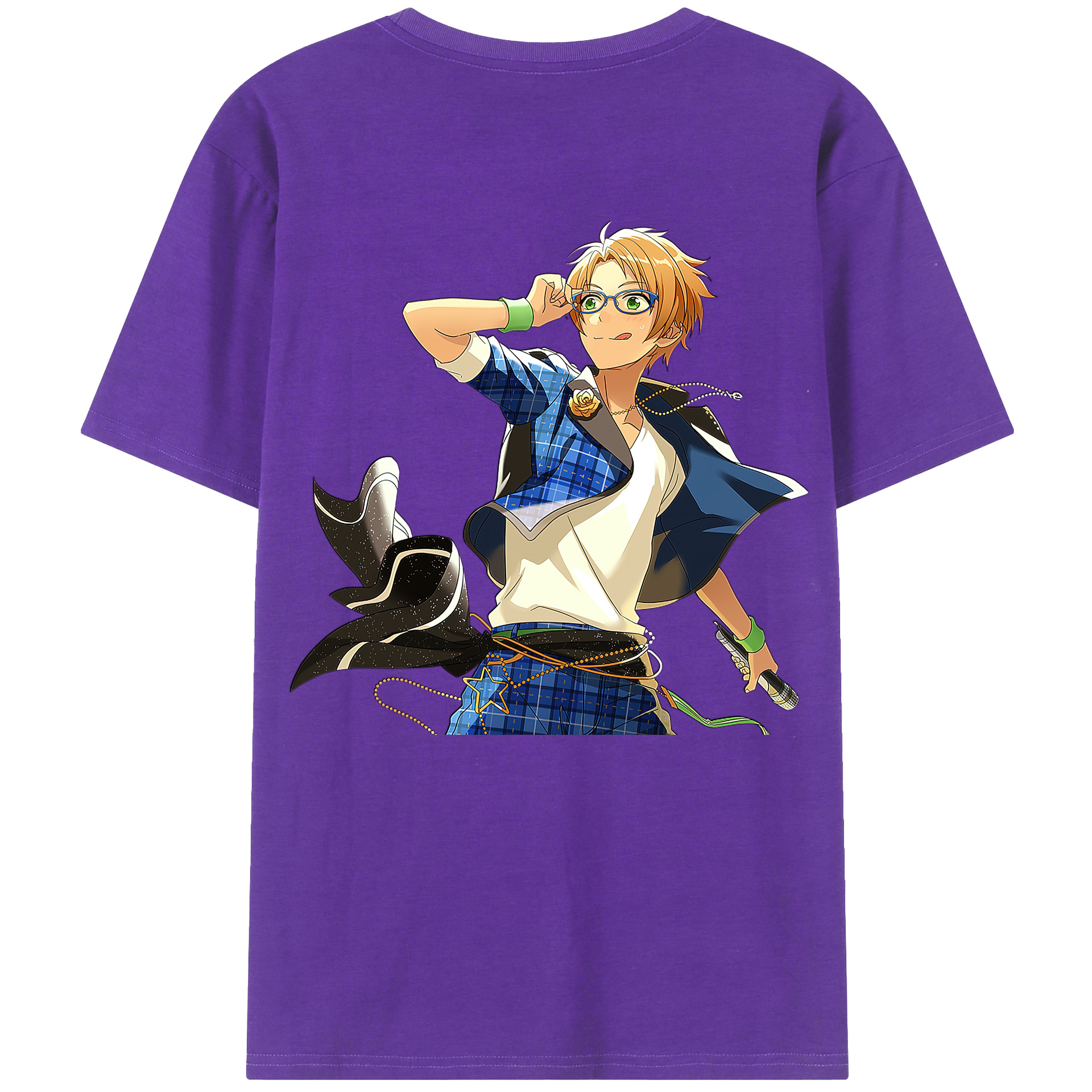 （画像用） あんさんぶるスターズ! Ensemble Stars 綿100％ メンズ半袖Tシャツ（バックプリント） 通気性