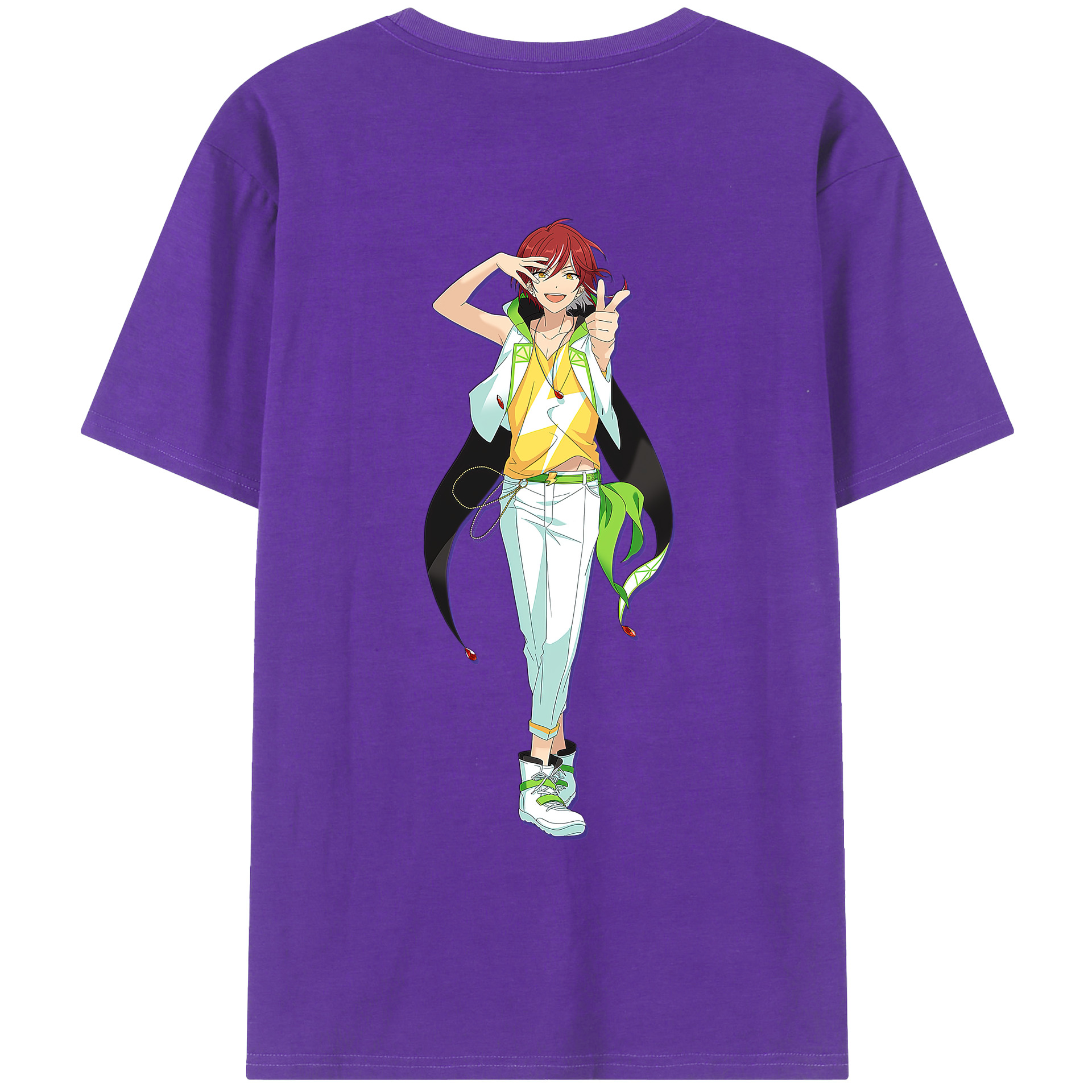 （画像用） あんさんぶるスターズ! Ensemble Stars 綿100％ メンズ半袖Tシャツ（バックプリント） 通気性