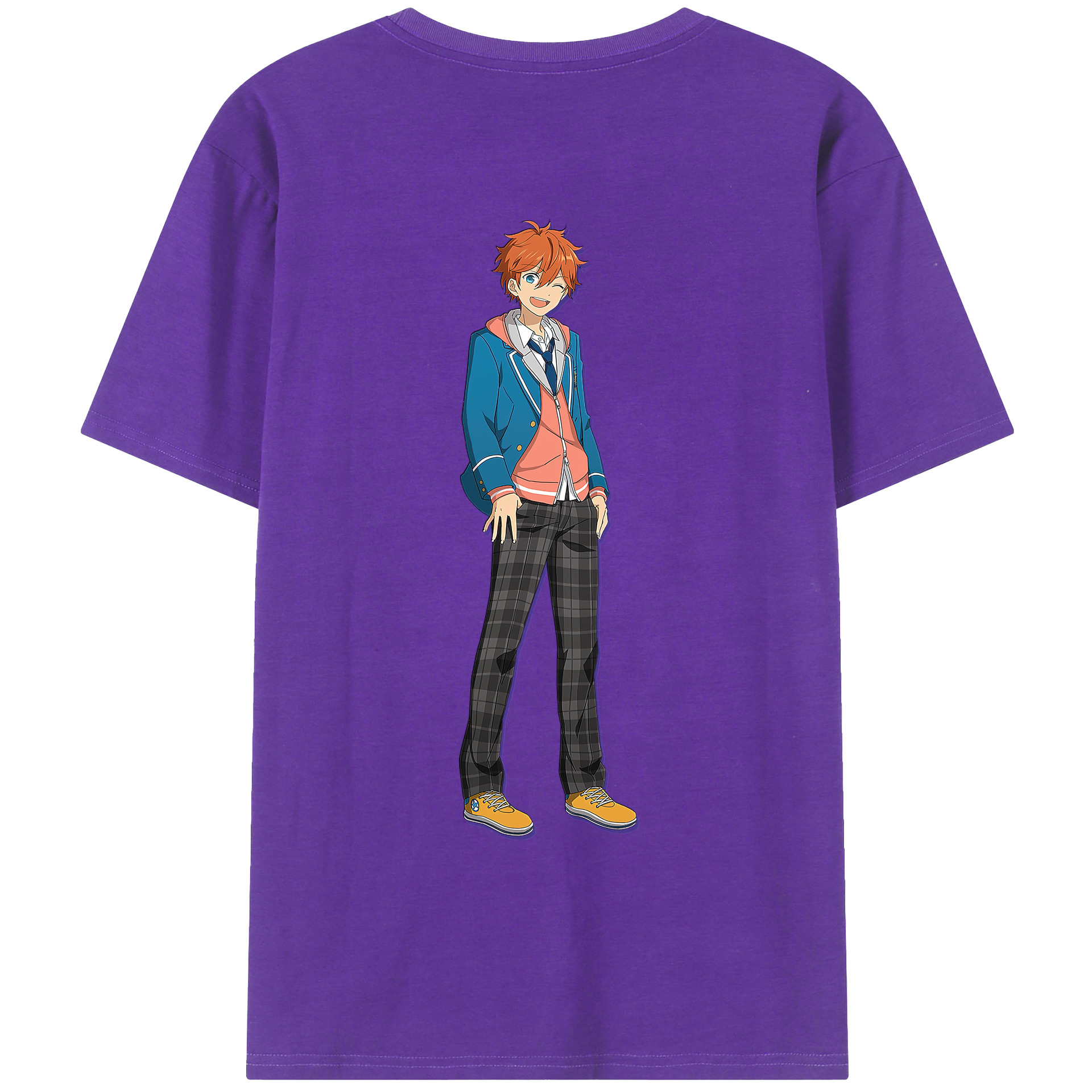 （画像用） あんさんぶるスターズ! Ensemble Stars 綿100％ メンズ半袖Tシャツ（バックプリント） 通気性