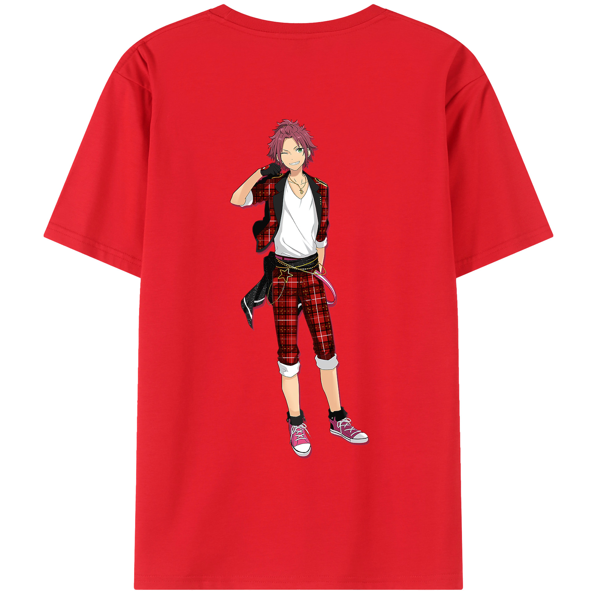 （画像用） あんさんぶるスターズ! Ensemble Stars 綿100％ メンズ半袖Tシャツ（バックプリント） 通気性