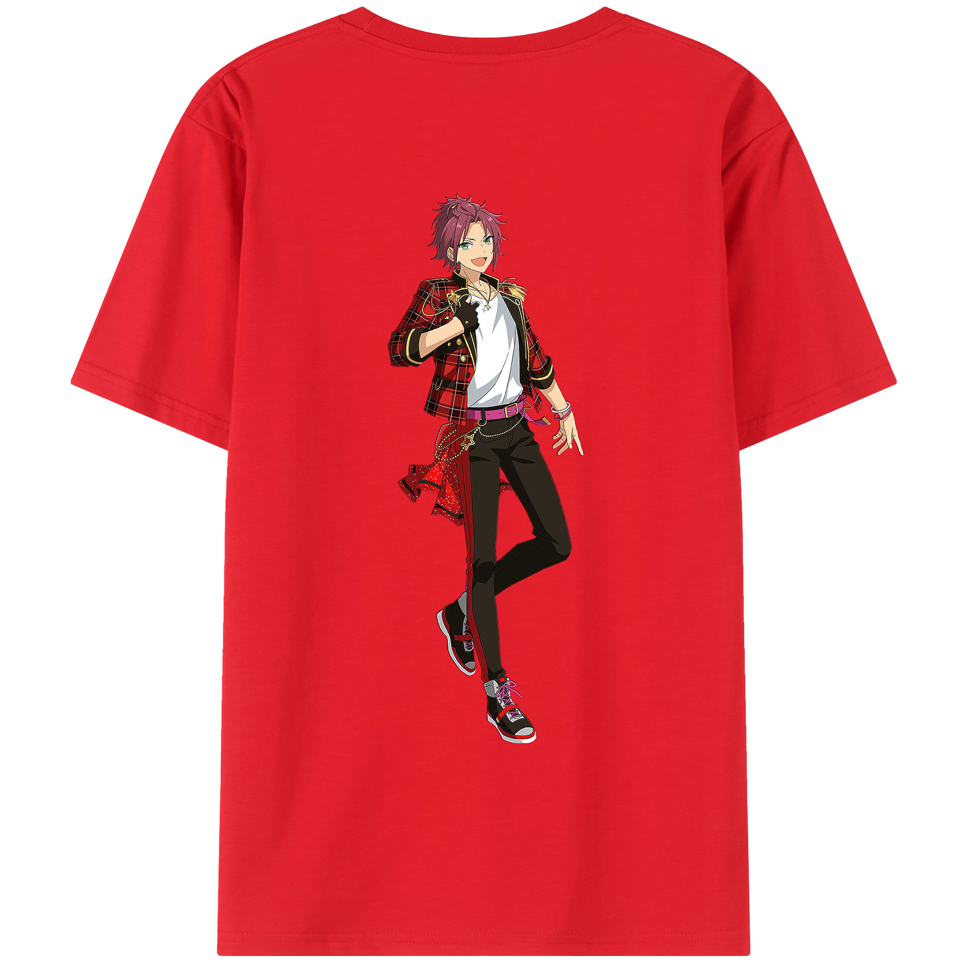 （画像用） あんさんぶるスターズ! Ensemble Stars 綿100％ メンズ半袖Tシャツ（バックプリント） 通気性