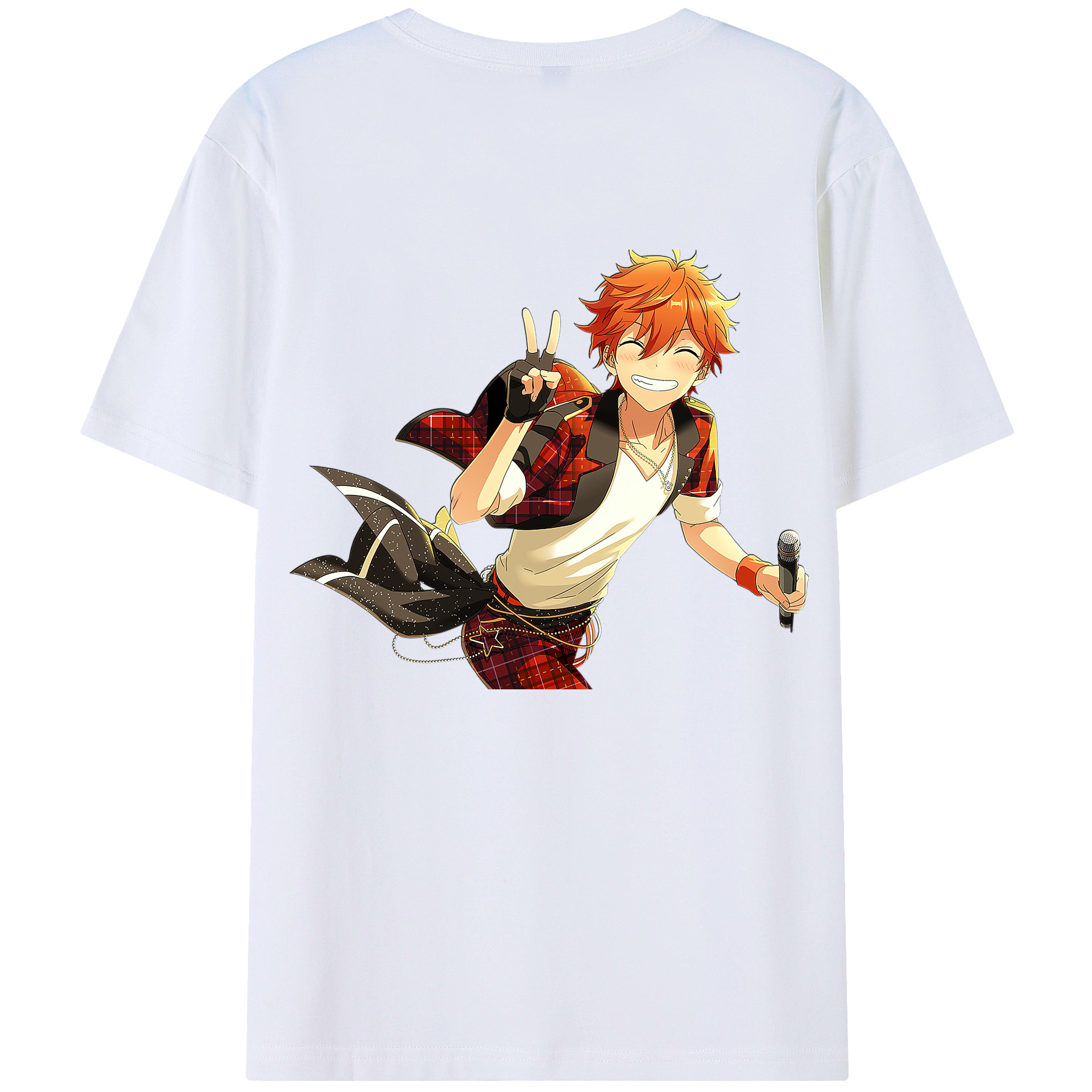 （画像用） あんさんぶるスターズ! Ensemble Stars 綿100％ メンズ半袖Tシャツ（バックプリント） 通気性