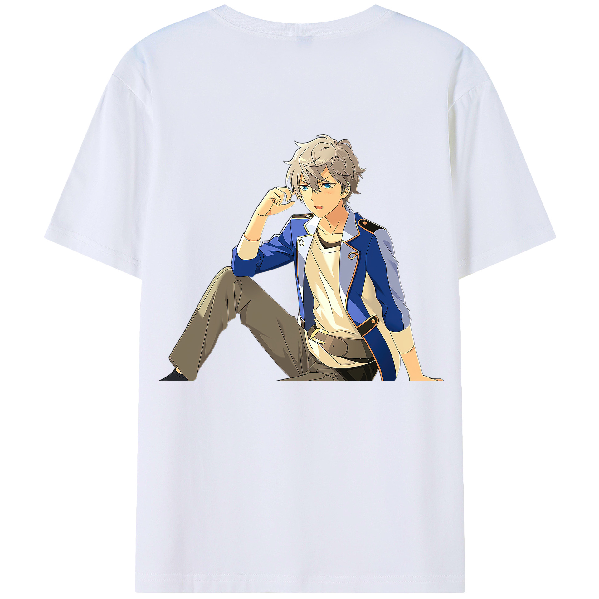 （画像用） あんさんぶるスターズ! Ensemble Stars 綿100％ メンズ半袖Tシャツ（バックプリント） 通気性