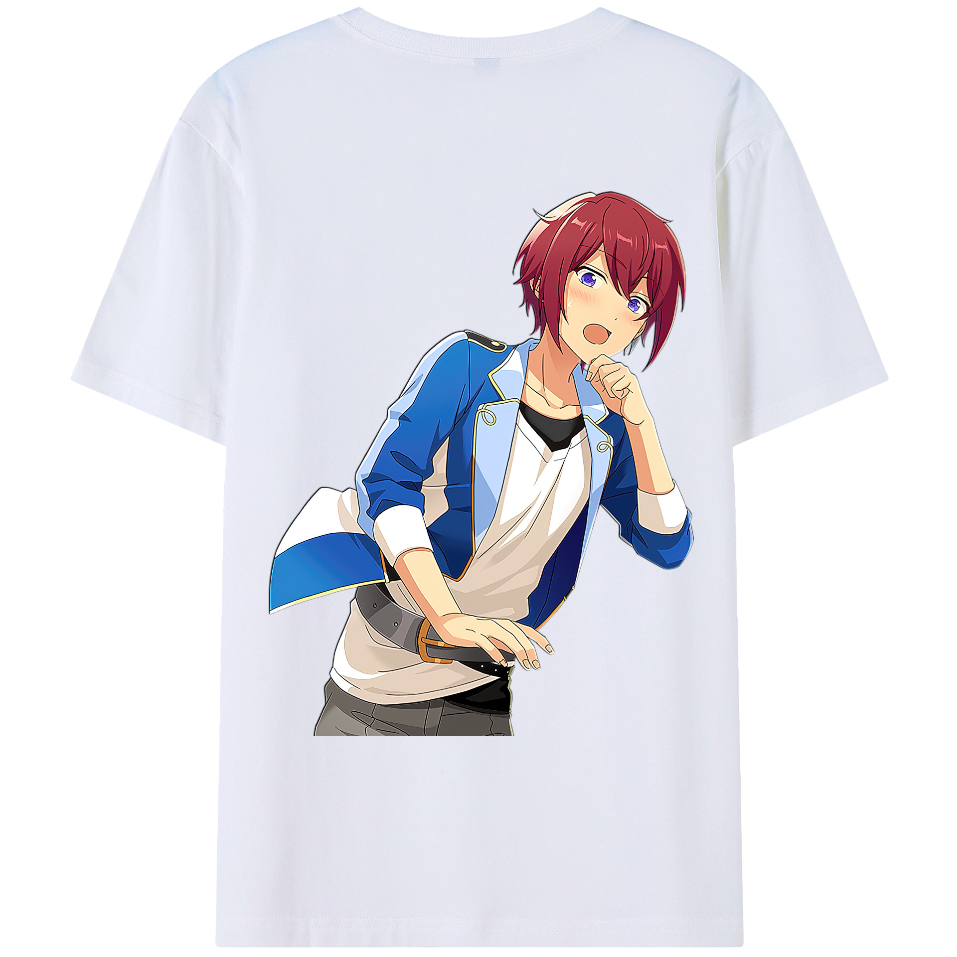 （画像用） あんさんぶるスターズ! Ensemble Stars 綿100％ メンズ半袖Tシャツ（バックプリント） 通気性