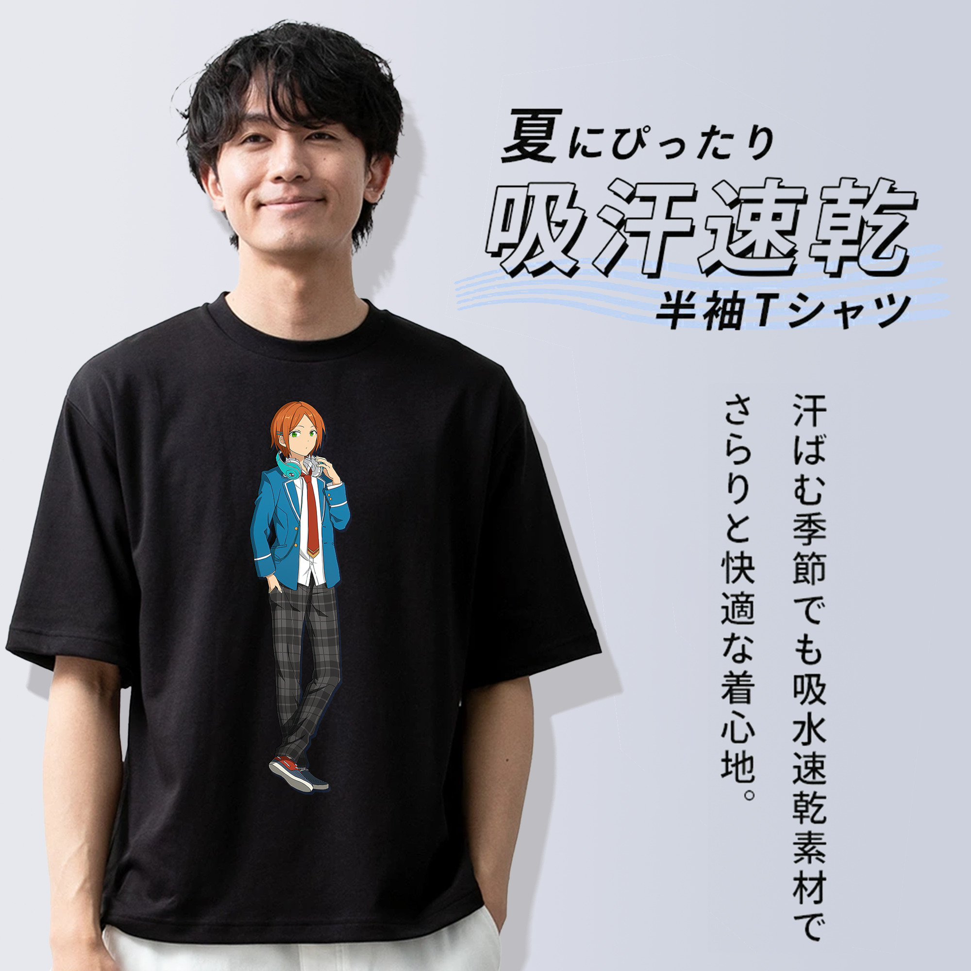 あんさんぶるスターズ! Ensemble Stars 綿100％ メンズ半袖Tシャツ｜肌触りやわらか＆通気性