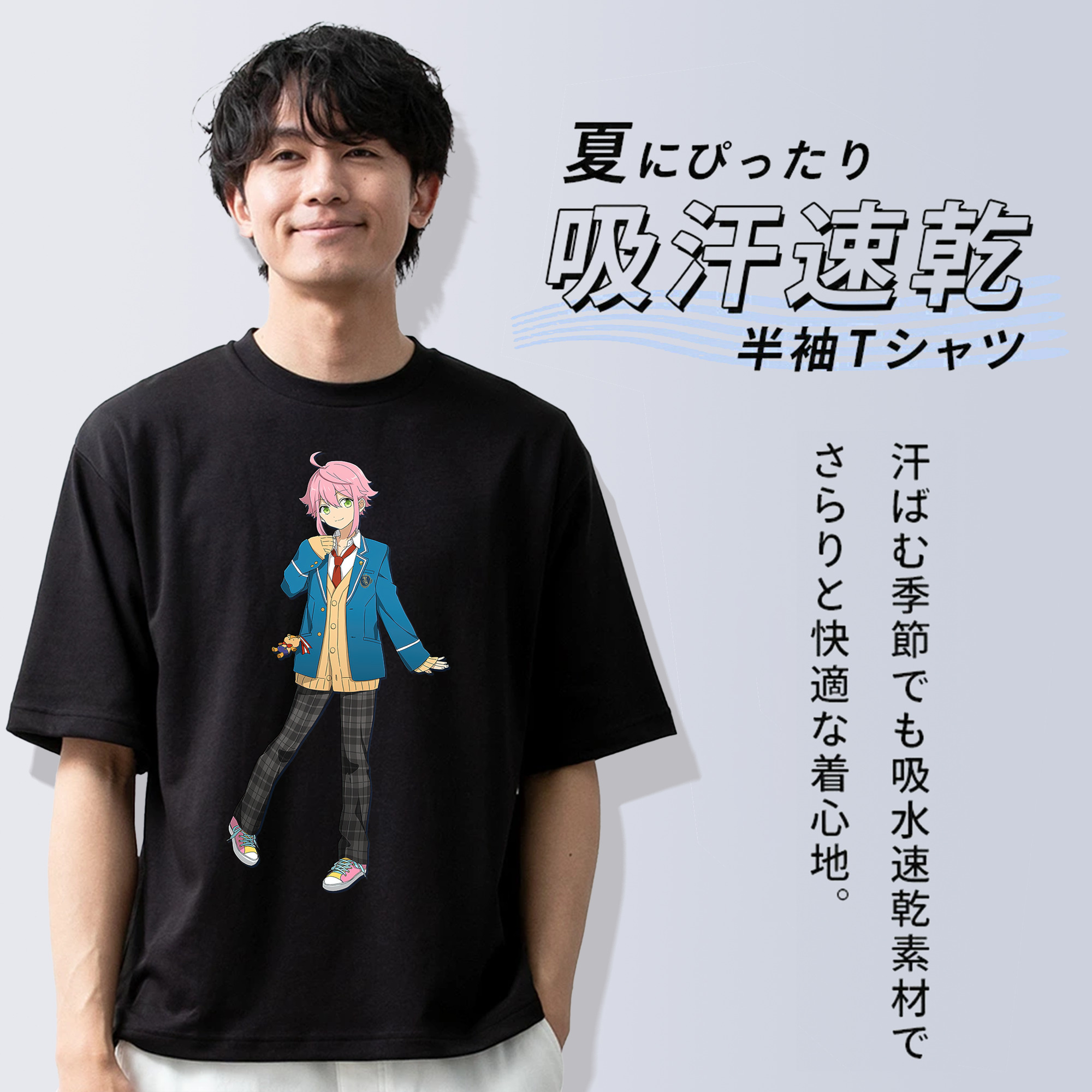 あんさんぶるスターズ! Ensemble Stars 綿100％ メンズ半袖Tシャツ｜肌触りやわらか＆通気性
