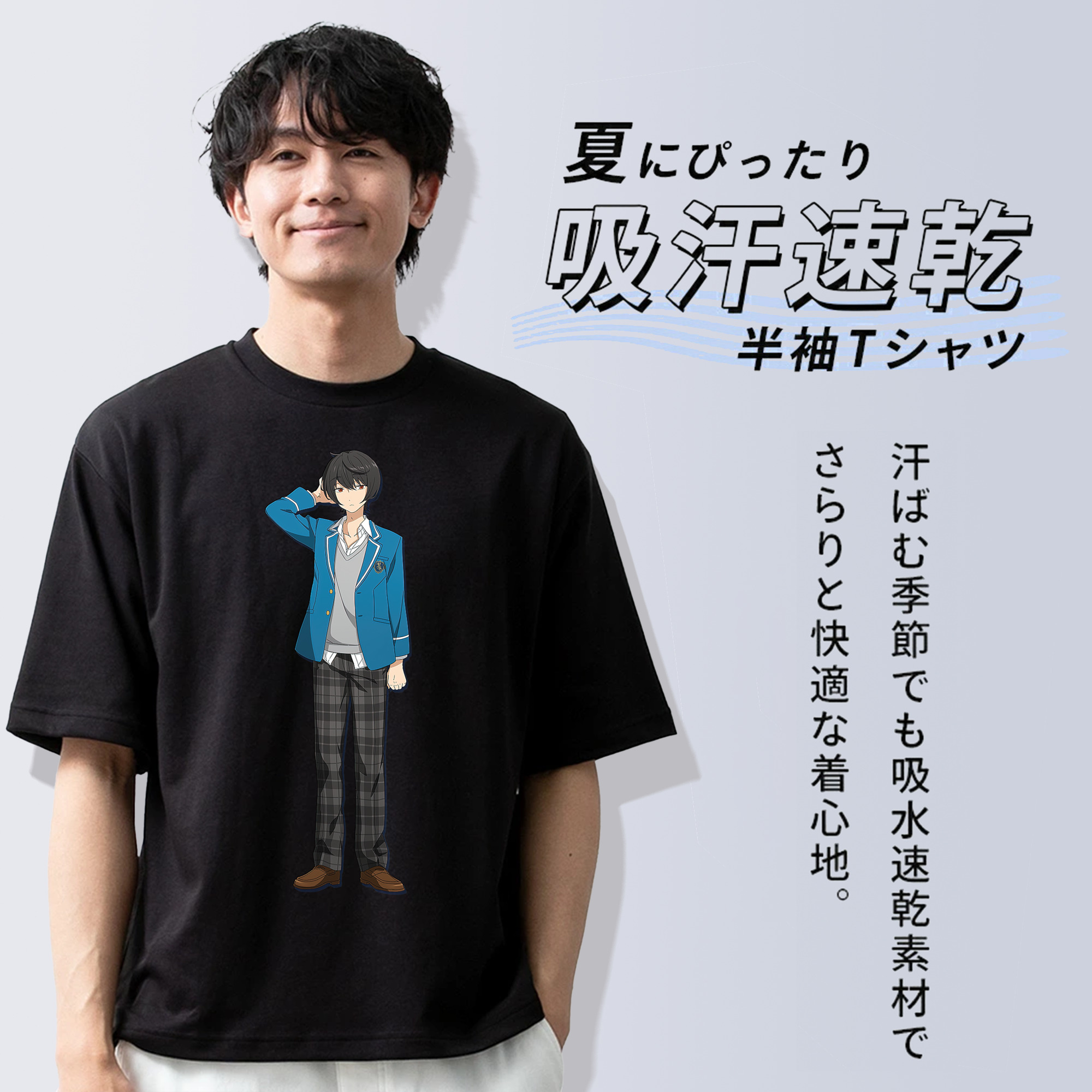 あんさんぶるスターズ! Ensemble Stars 綿100％ メンズ半袖Tシャツ｜肌触りやわらか＆通気性